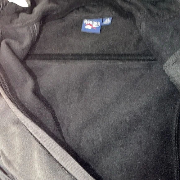 Reebok Jacket Hooded Coat Front Zip Fleece lined Gray & Black Boys 10/12 - Picture 12 of 14